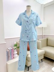 Pijama Lụa latin mềm mại, sang trọng Satino TNQD - Kitty Blue