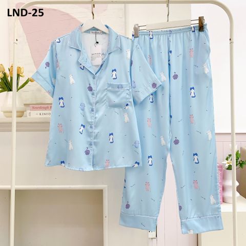 Pijama Lụa latin mềm mại, sang trọng Satino TNQD - Kitty Blue