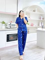 Pijama Lụa latin mềm mại, sang trọng Satino TNQD - Sky Dark Blue
