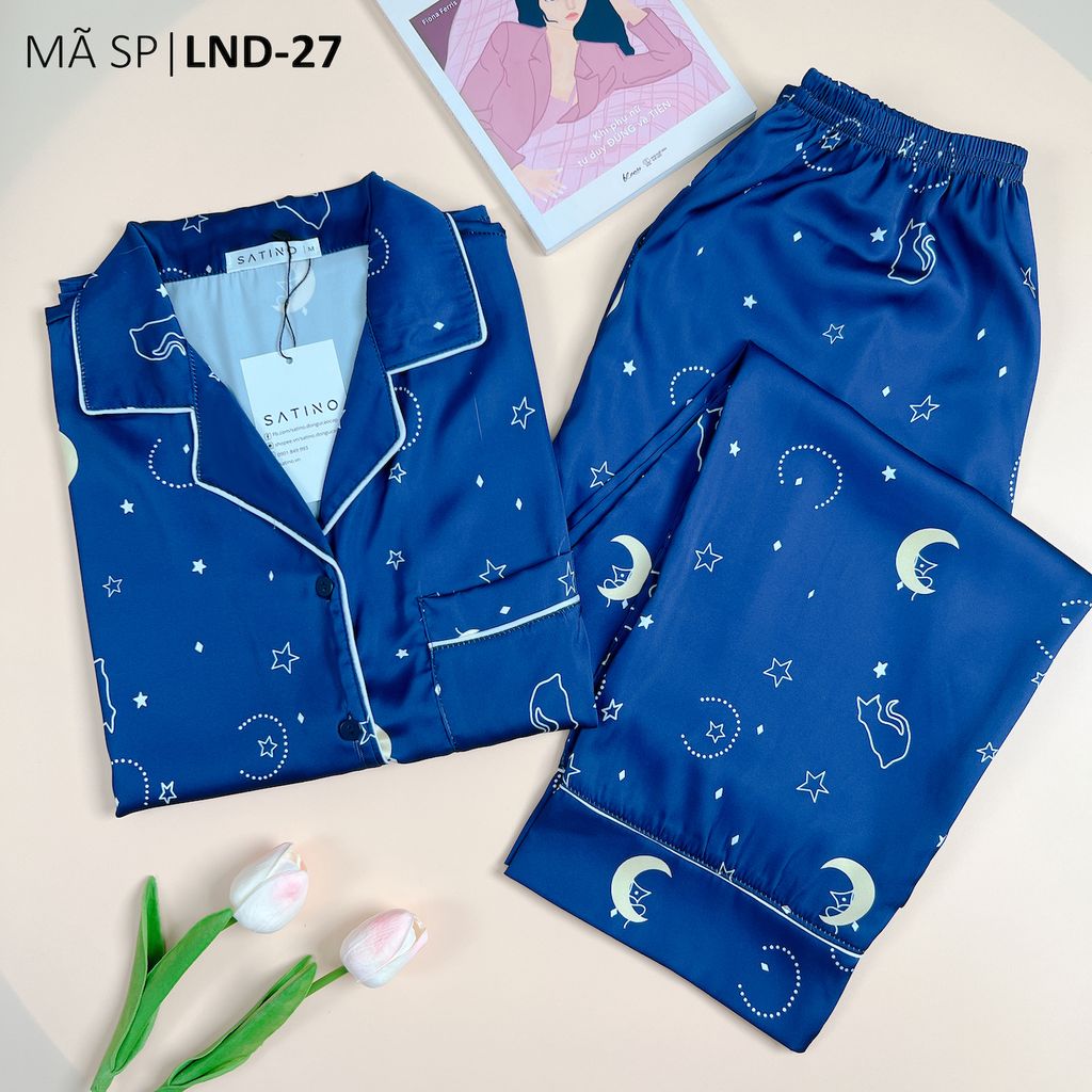 Pijama Lụa latin mềm mại, sang trọng Satino TNQD - Sky Dark Blue