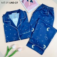 Pijama Lụa latin mềm mại, sang trọng Satino TNQD - Sky Dark Blue