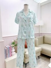 Pijama Lụa latin mềm mại, sang trọng Satino TNQD - Garden Mint