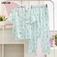 Pijama Lụa latin mềm mại, sang trọng Satino TNQD - Garden Mint