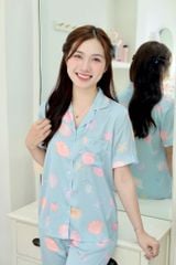 Pijama Lụa latin mềm mại, sang trọng Satino TNQD- Sea Blue