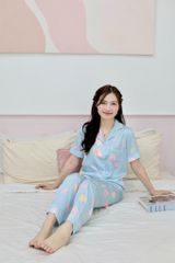 Pijama Lụa latin mềm mại, sang trọng Satino TNQD- Sea Blue