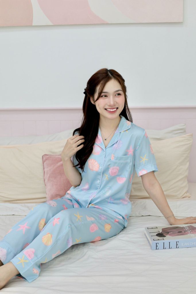 Pijama Lụa latin mềm mại, sang trọng Satino TNQD- Sea Blue