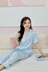 Pijama Lụa latin mềm mại, sang trọng Satino TNQD- Sea Blue