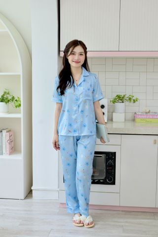 Pijama Lụa latin mềm mại, sang trọng Satino TNQD - Dragonfly Blue