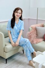 Pijama Lụa latin mềm mại, sang trọng Satino TNQD - Dragonfly Blue