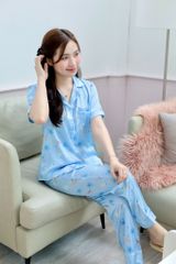Pijama Lụa latin mềm mại, sang trọng Satino TNQD - Dragonfly Blue