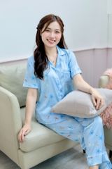 Pijama Lụa latin mềm mại, sang trọng Satino TNQD - Dragonfly Blue