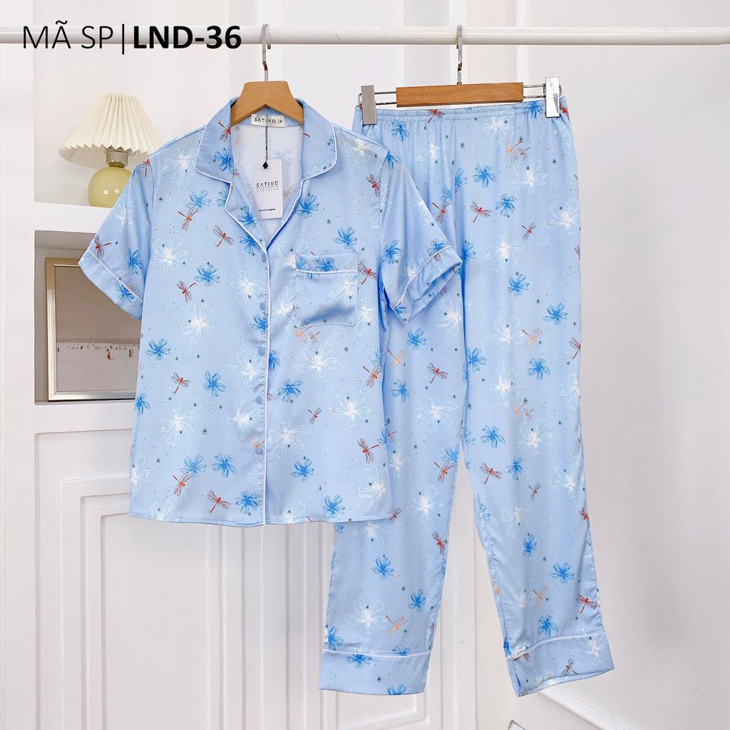 Pijama Lụa latin mềm mại, sang trọng Satino TNQD - Dragonfly Blue