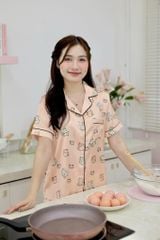 Pijama Lụa latin mềm mại, sang trọng Satino TNQD - Mimi Orange