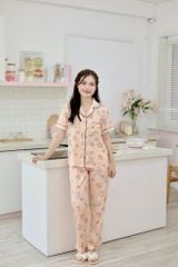 Pijama Lụa latin mềm mại, sang trọng Satino TNQD - Mimi Orange