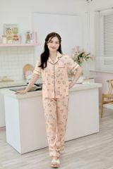 Pijama Lụa latin mềm mại, sang trọng Satino TNQD - Mimi Orange