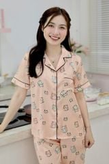 Pijama Lụa latin mềm mại, sang trọng Satino TNQD - Mimi Orange