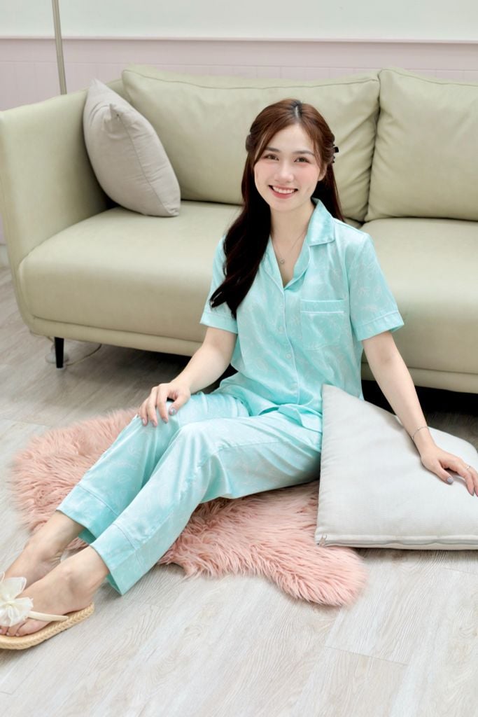 Pijama Lụa latin mềm mại, sang trọng Satino TNQD - Nari Mint