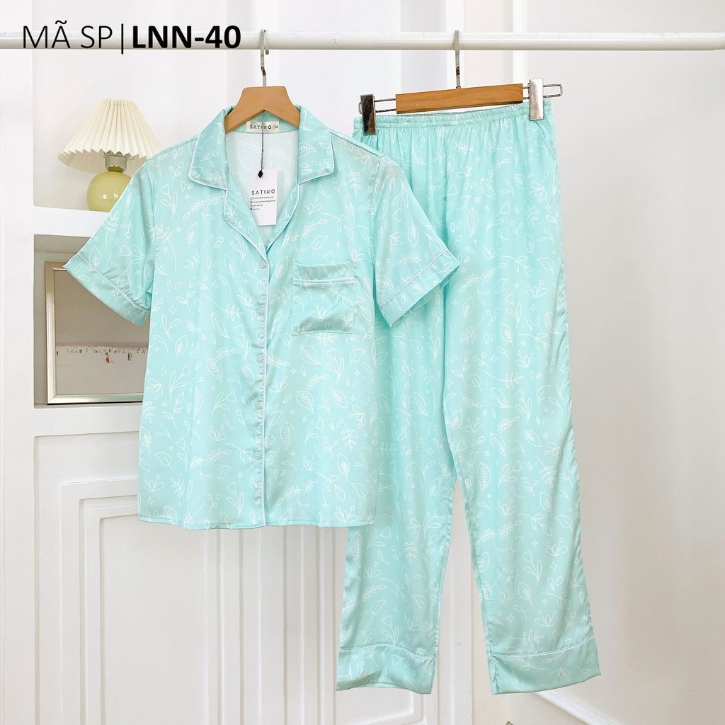 Pijama Lụa latin mềm mại, sang trọng Satino TNQD - Nari Mint