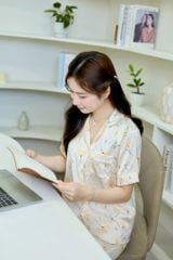 Pijama Lụa latin mềm mại, sang trọng Satino TNQD - Narci Ivory