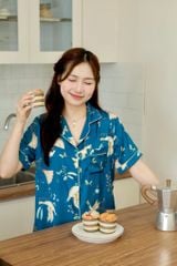 Pijama Lụa latin mềm mại, sang trọng Satino TNQD - Peacock Mallard Green