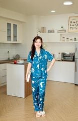 Pijama Lụa latin mềm mại, sang trọng Satino TNQD - Peacock Mallard Green