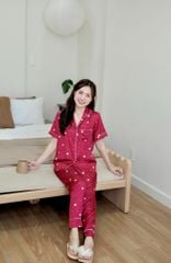 Pijama Lụa latin mềm mại, sang trọng Satino TNQD - Love Red Wine