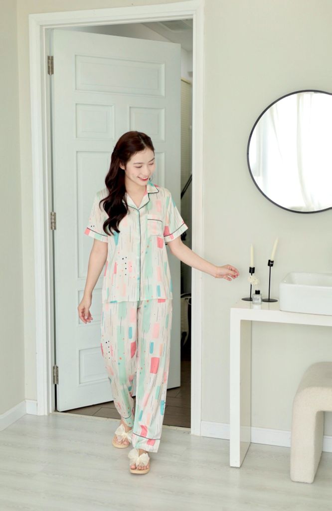 Pijama Lụa latin mềm mại Satino TNQD - Jula Cream