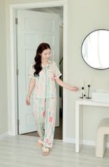 Pijama Lụa latin mềm mại Satino TNQD - Jula Cream