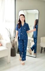 Pijama Lụa latin mềm mại Satino TNQD - Star Dark Blue