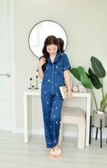 Pijama Lụa latin mềm mại Satino TNQD - Star Dark Blue