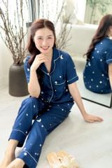 Pijama Lụa latin mềm mại Satino TNQD - Star Dark Blue