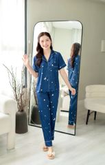 Pijama Lụa latin mềm mại Satino TNQD - Star Dark Blue