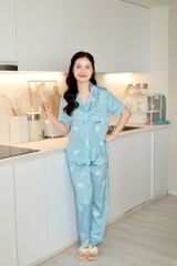 Pijama Lụa latin mềm mại Satino TNQD - Leaf Blue