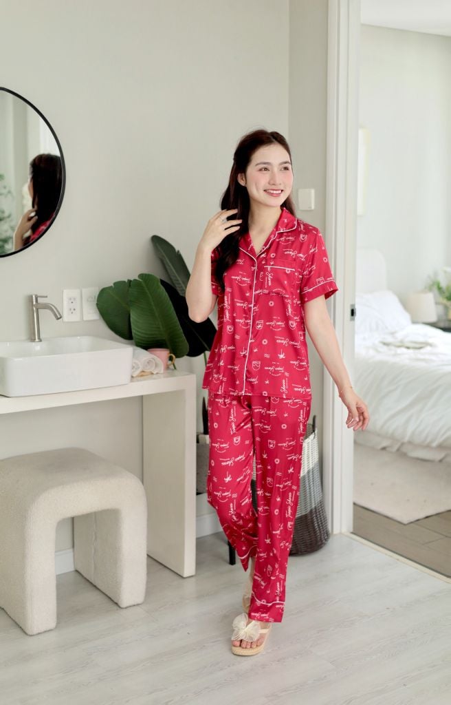 Pijama Lụa latin mềm mại Satino TNQD - Tropical Red