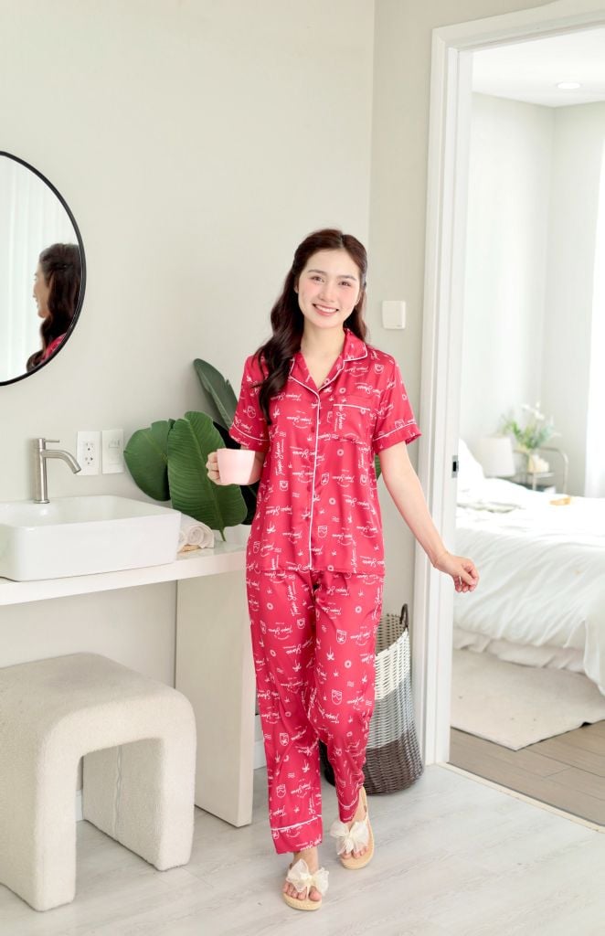Pijama Lụa latin mềm mại Satino TNQD - Tropical Red
