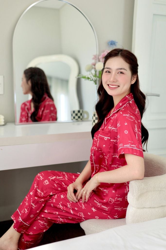 Pijama Lụa latin mềm mại Satino TNQD - Tropical Red