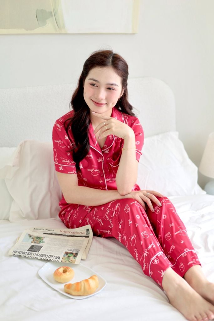 Pijama Lụa latin mềm mại Satino TNQD - Tropical Red