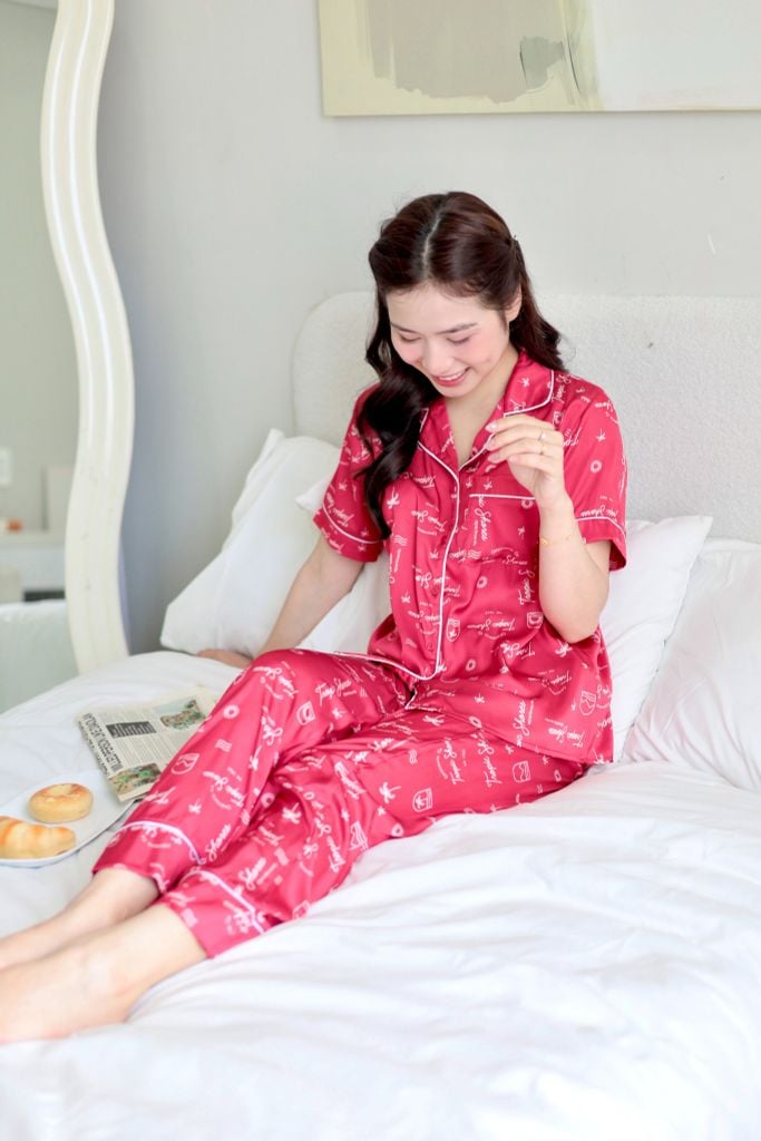 Pijama Lụa latin mềm mại Satino TNQD - Tropical Red