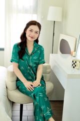 Pijama Lụa latin mềm mại Satino TNQD - Heart Dark Green