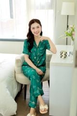 Pijama Lụa latin mềm mại Satino TNQD - Heart Dark Green