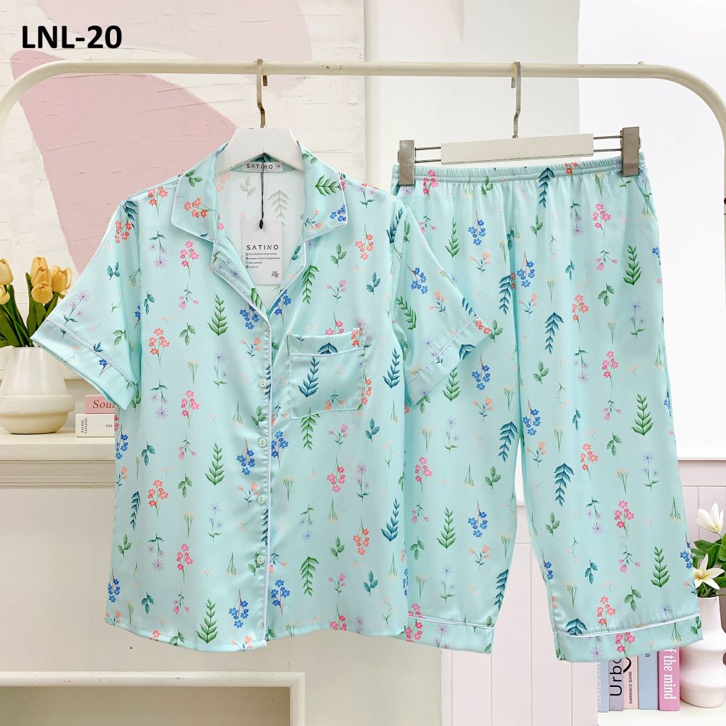 Pijama Lụa latin mềm mại, sang trọng Satino TNQL - Fleur Mint