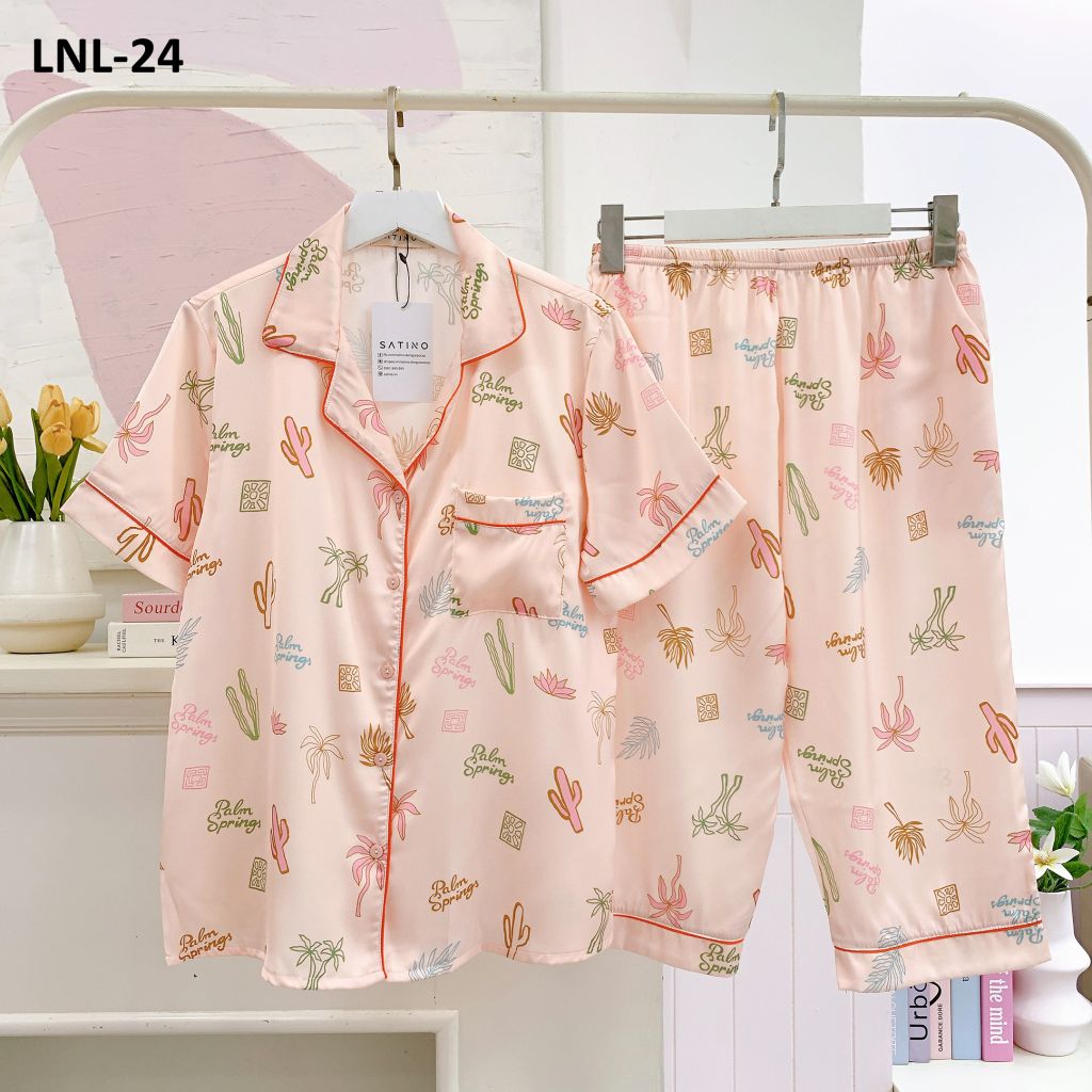Pijama Lụa latin mềm mại, sang trọng Satino TNQL - Palm Orange