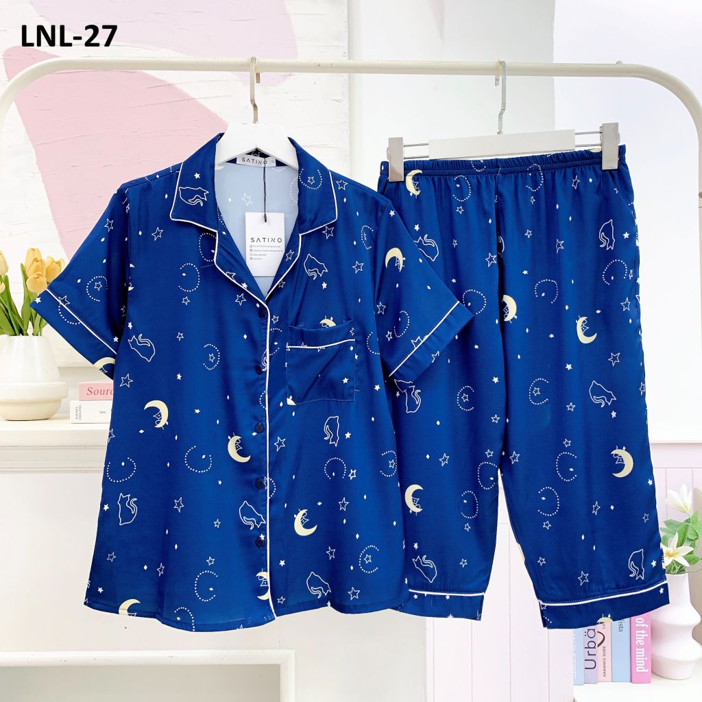 Pijama Lụa latin mềm mại, sang trọng Satino TNQL - Sky Dark Blue
