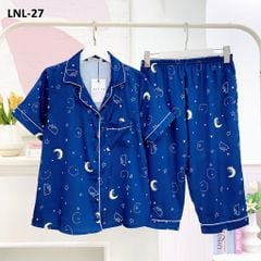 Pijama Lụa latin mềm mại, sang trọng Satino TNQL - Sky Dark Blue