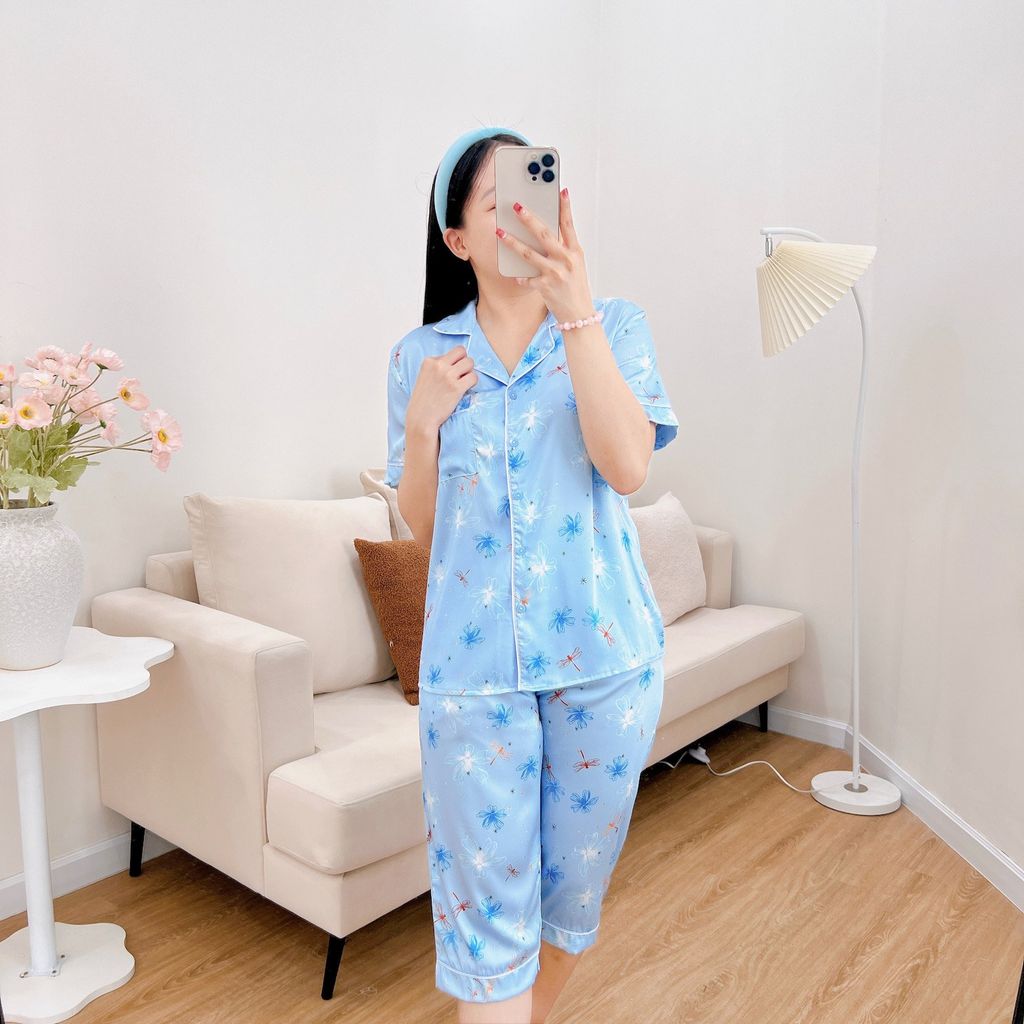 Pijama Lụa latin mềm mại Satino TNQL - Dragonfly Blue