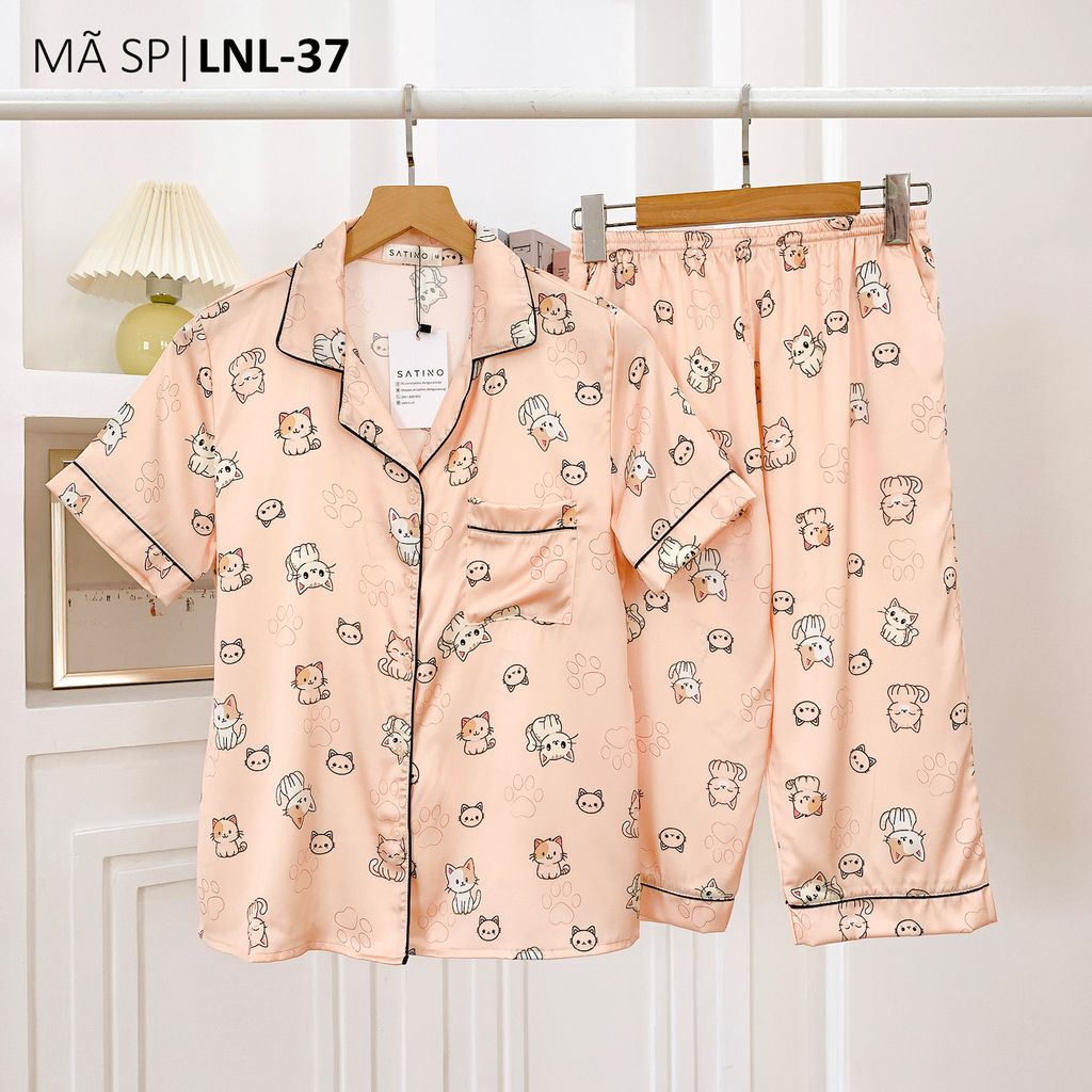 Pijama Lụa latin mềm mại, sang trọng Satino TNQL - Mimi Orange