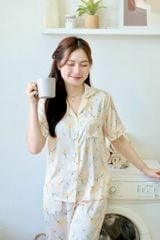 Pijama Lụa latin mềm mại, sang trọng Satino TNQL - Narci Ivory