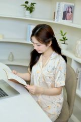 Pijama Lụa latin mềm mại, sang trọng Satino TNQL - Narci Ivory