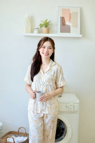 Pijama Lụa latin mềm mại, sang trọng Satino TNQL - Narci Ivory