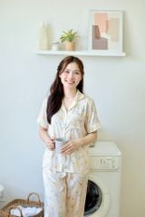 Pijama Lụa latin mềm mại, sang trọng Satino TNQL - Narci Ivory